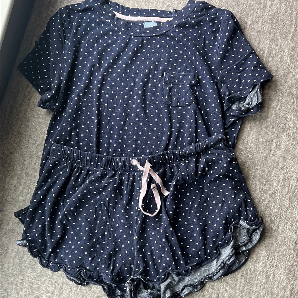 Jane and Bleecker Navy Polka Dot Kids Tee & Shorts